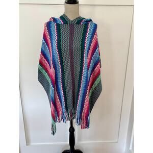 NEW NWT Missoni Scarves Wool Blend Hooded Poncho‎ Multi Green